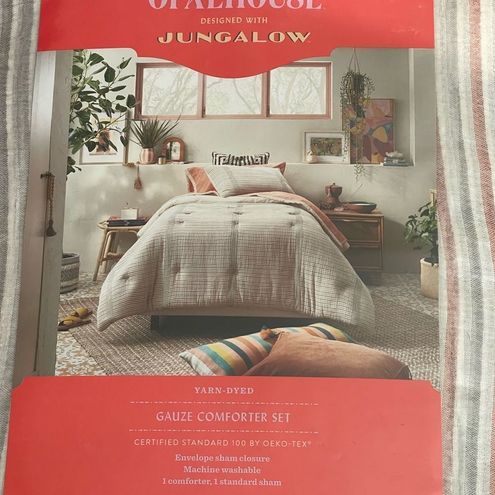 Yarn Dyed Gauze Stripe Comforter & Sham Set Cream - Opalhouse™ with Jungalow - Picture 8 of 8